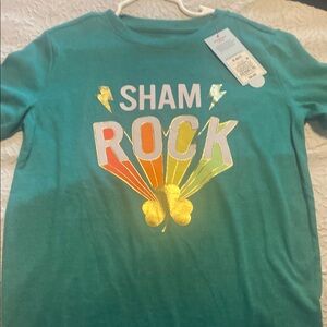 Cat & Jack Green and Gold Short Sleeve Tee Retro Graphic